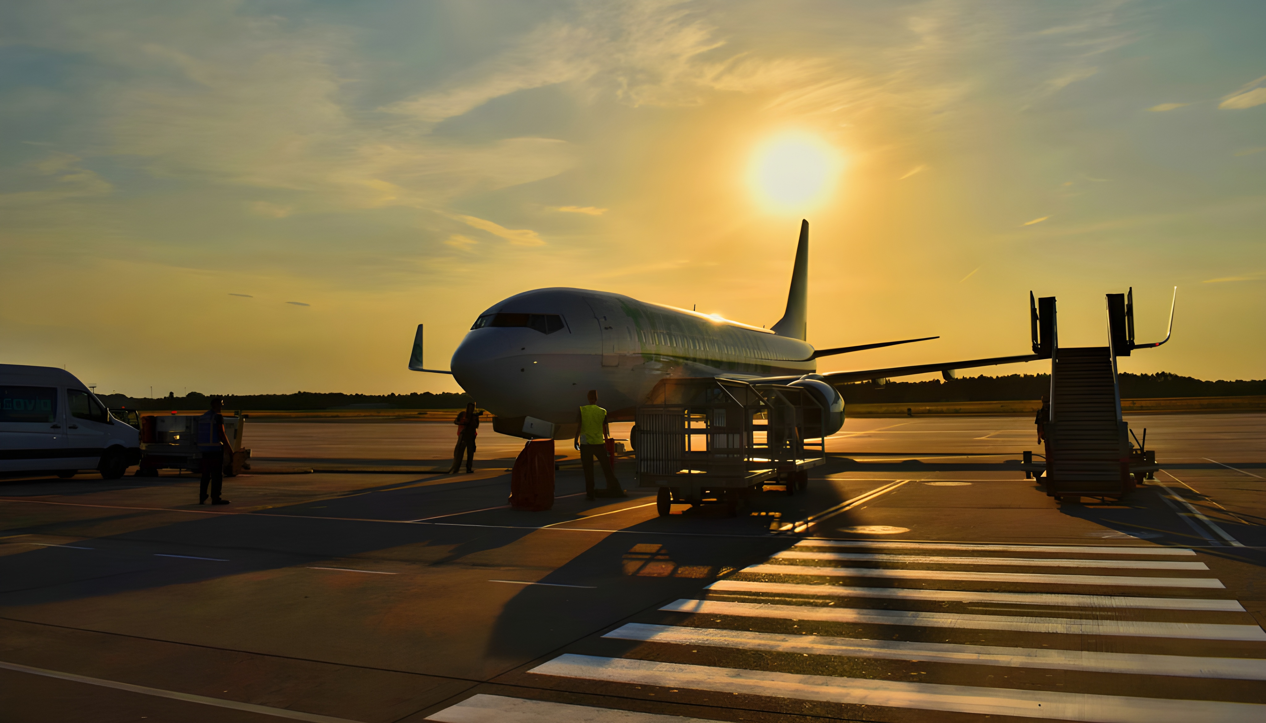 Airplane at sunset